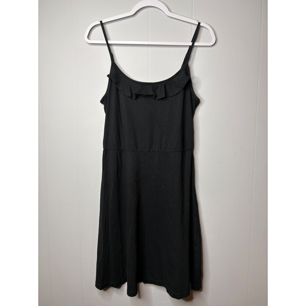 A‎ New Day Black Ruffle Scoop Neck Spaghetti Strap Mini Dress Size Large